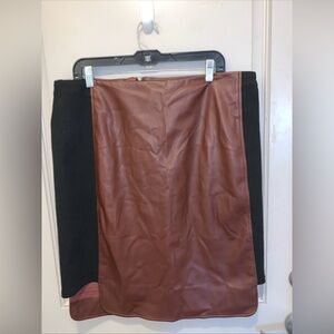 Maeve Women’s Brown Faux Leather MIDI Skirt Size XL